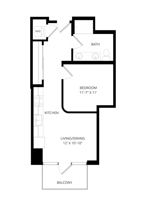 a floor plan of a house with an open floor plan with a bedroom and a